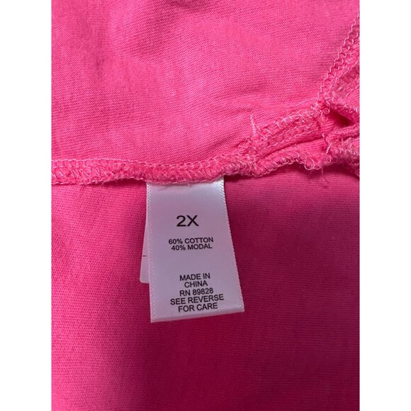 LOGO Lori Goldstein Womens Pink Scoop Neck Short Sleeve Top 2X - Picture 7 of 9